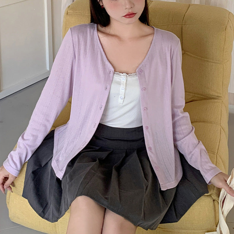 Lightweight and fluffy V-neck cardigan in plus sizes (LL/3L/4L/5L/6L)