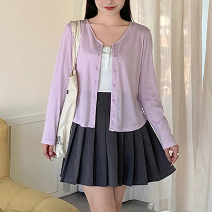 Lightweight and fluffy V-neck cardigan in plus sizes (LL/3L/4L/5L/6L)