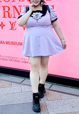 身長151cm-155cmの時のワンピースの着丈72cm