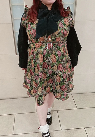 身長161cm-165cmの時のワンピースの着丈105cm