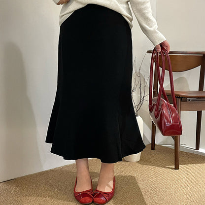 エレガントフロー・黒マーメイドスカート(LL/3L/4L)