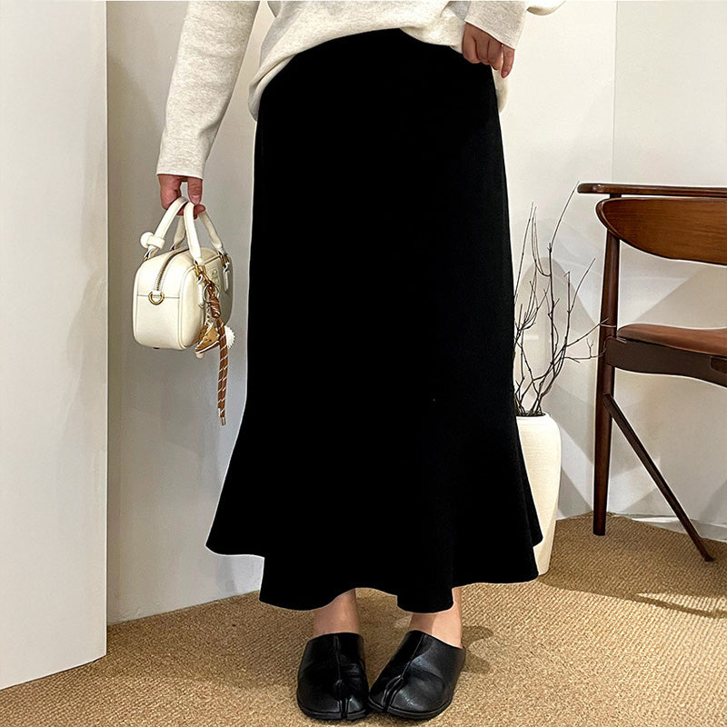 大きいサイズ レディース エレガントフロー・黒マーメイドスカート(LL/3L/4L)