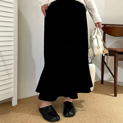 エレガントフロー・黒マーメイドスカート(LL/3L/4L)