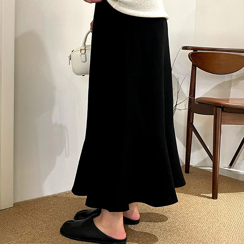 大きいサイズ レディース エレガントフロー・黒マーメイドスカート(LL/3L/4L)