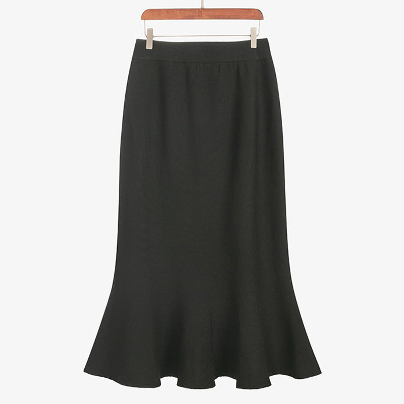 大きいサイズ レディース エレガントフロー・黒マーメイドスカート(LL/3L/4L)