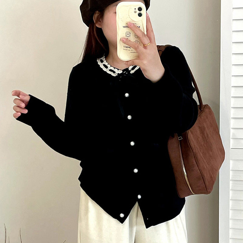 大きいサイズ レディース クラウンハート・リボンニットカーディガン(LL/3L/4L)