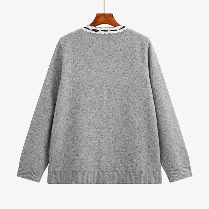 大きいサイズ レディース クラウンハート・リボンニットカーディガン(LL/3L/4L)