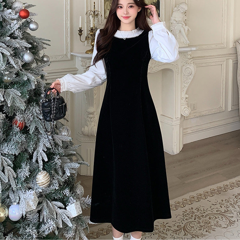 大きいサイズ レディース 【選べる丈】スノークラシック・ワンピース(L/LL/3L/4L/5L)