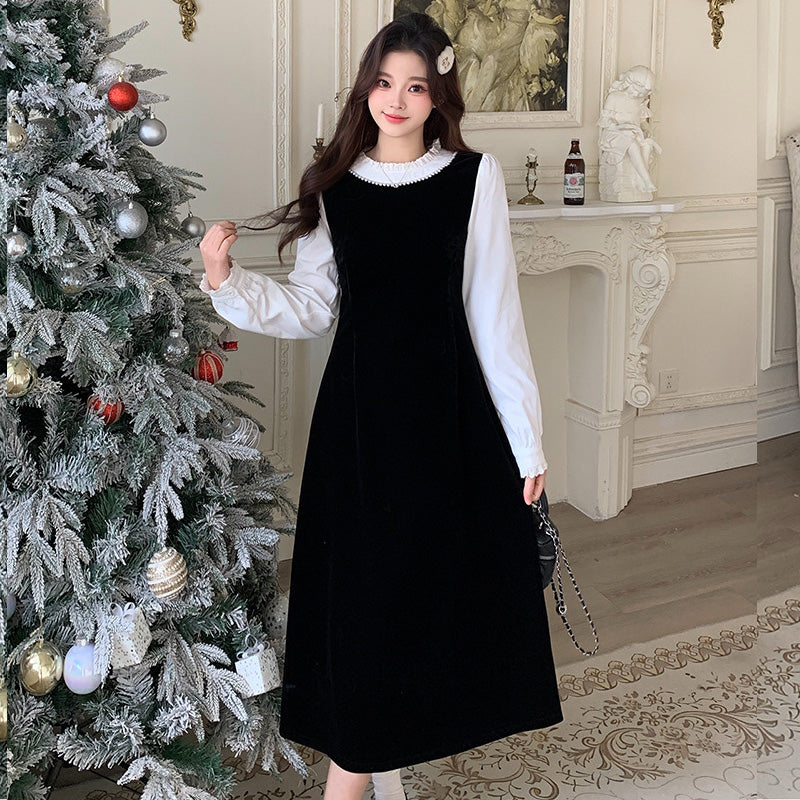 大きいサイズ レディース 【選べる丈】スノークラシック・ワンピース(L/LL/3L/4L/5L)