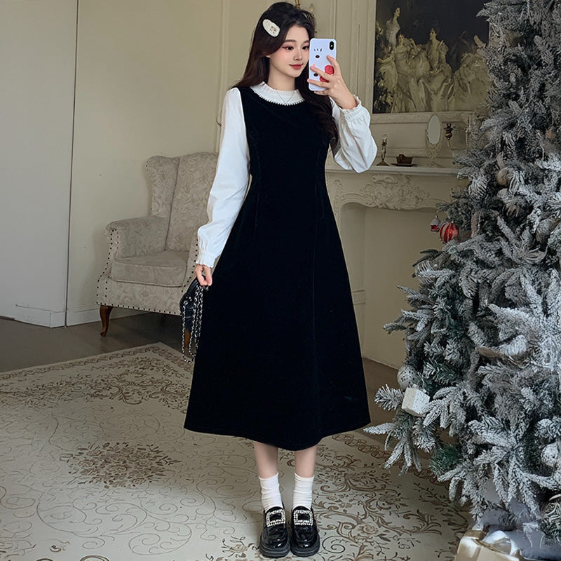 大きいサイズ レディース 【選べる丈】スノークラシック・ワンピース(L/LL/3L/4L/5L)