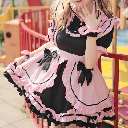 Pink♡Black Landmine-chan Frill Maid Dress (M/L/2L/3L/4L/5L/6L) / Cosplay / Halloween