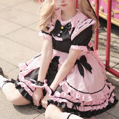 Pink♡Black Landmine-chan Frill Maid Dress (M/L/2L/3L/4L/5L/6L) / Cosplay / Halloween