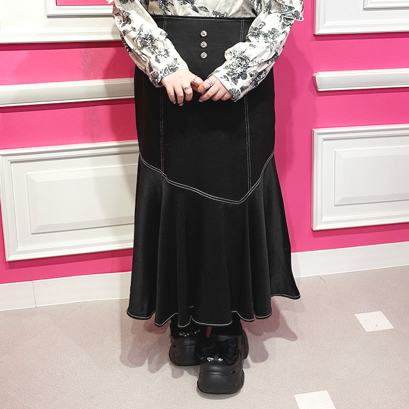 ハートビジューのマーメイドラインスカート(3L/5L)/Taberunosky（タベルノスキー）