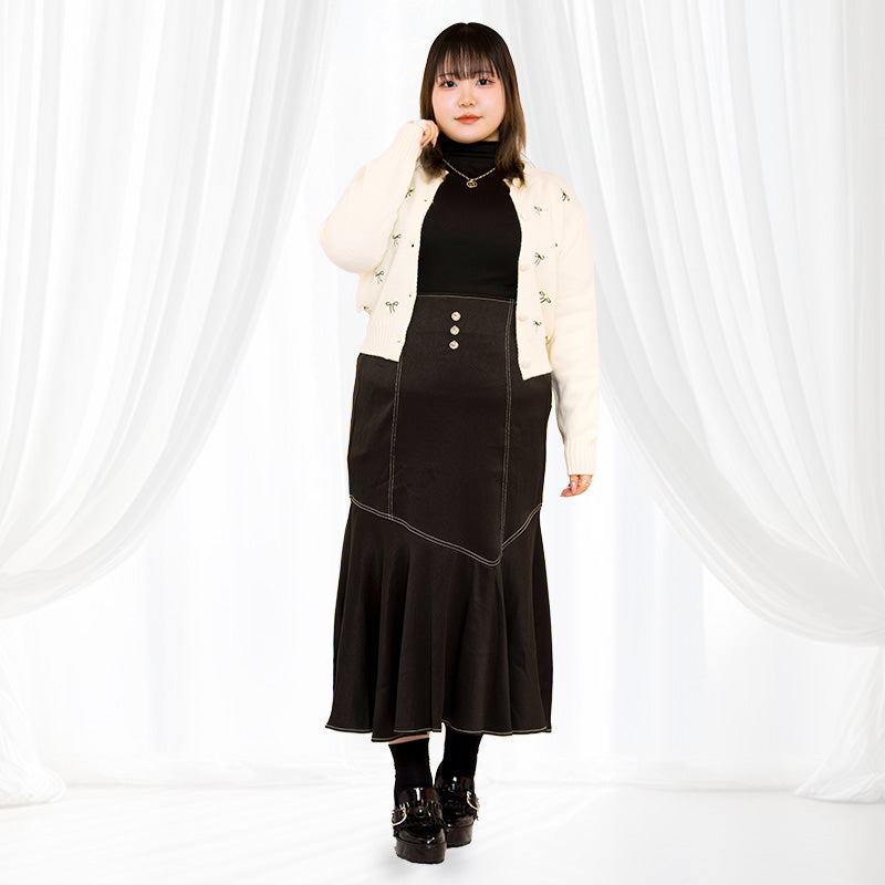 ハートビジューのマーメイドラインスカート(3L/5L)/Taberunosky（タベルノスキー）