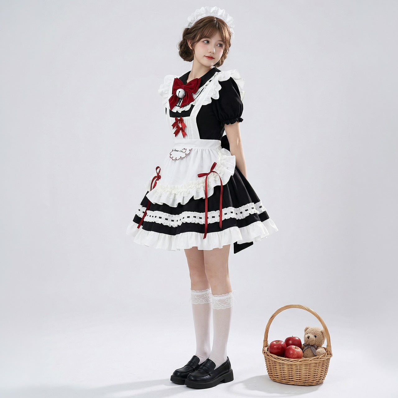 大きいサイズ レディース Cheese Cat Cafe Maid Dress (M/L/2L/3L/4L/5L/6L) / Cosplay / Christmas