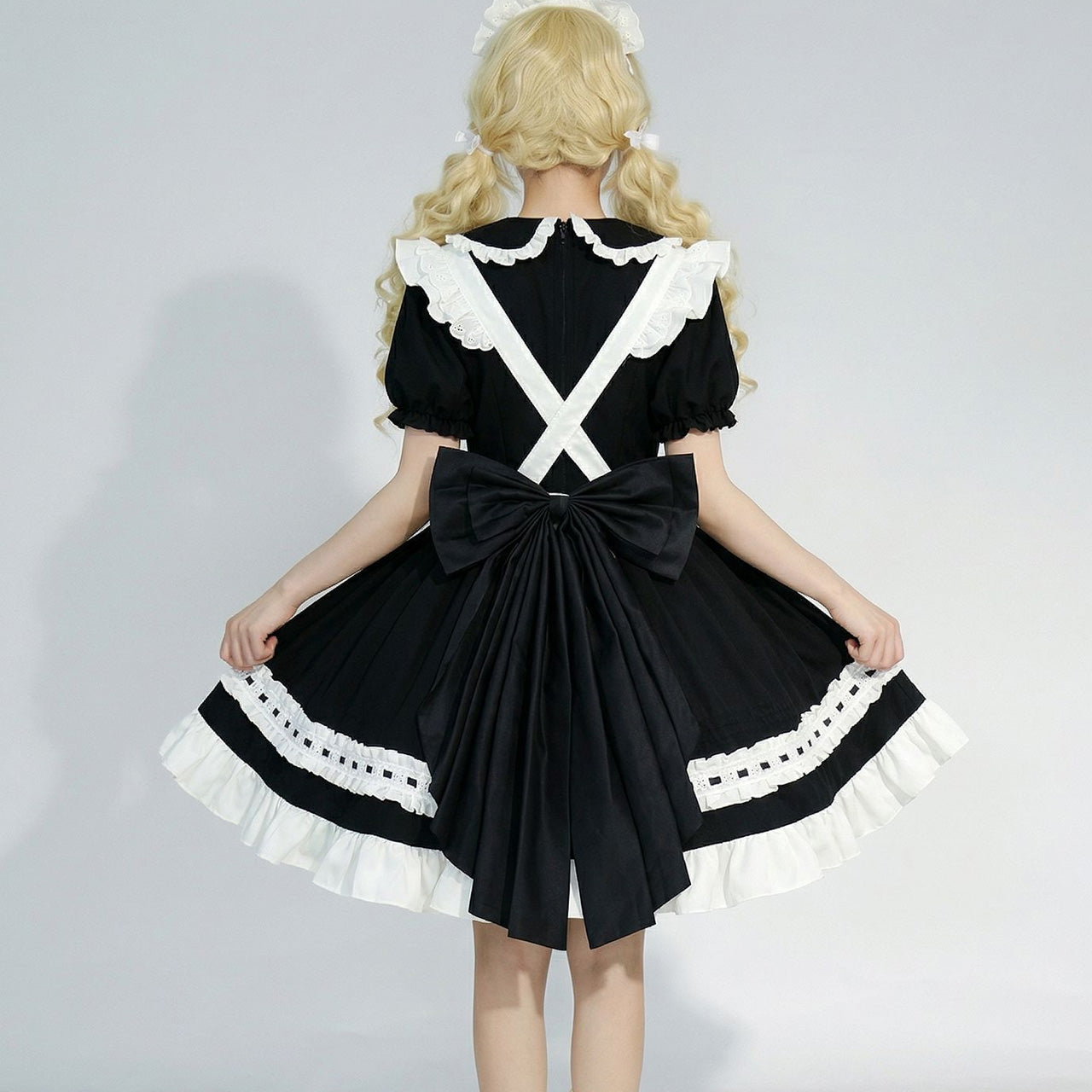 大きいサイズ レディース Cheese Cat Cafe Maid Dress (M/L/2L/3L/4L/5L/6L) / Cosplay / Christmas