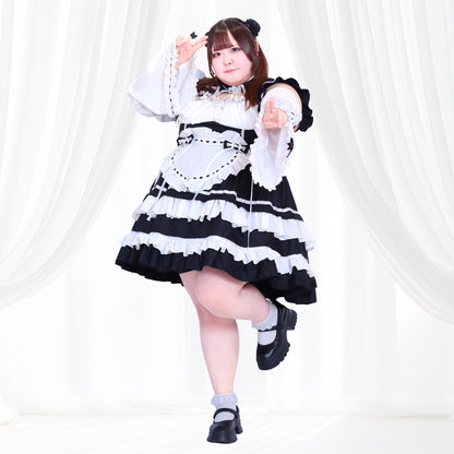 Black Lolita Chinese Maid Costume Set (M/L/LL/3L/4L/5L/6L)/Cosplay