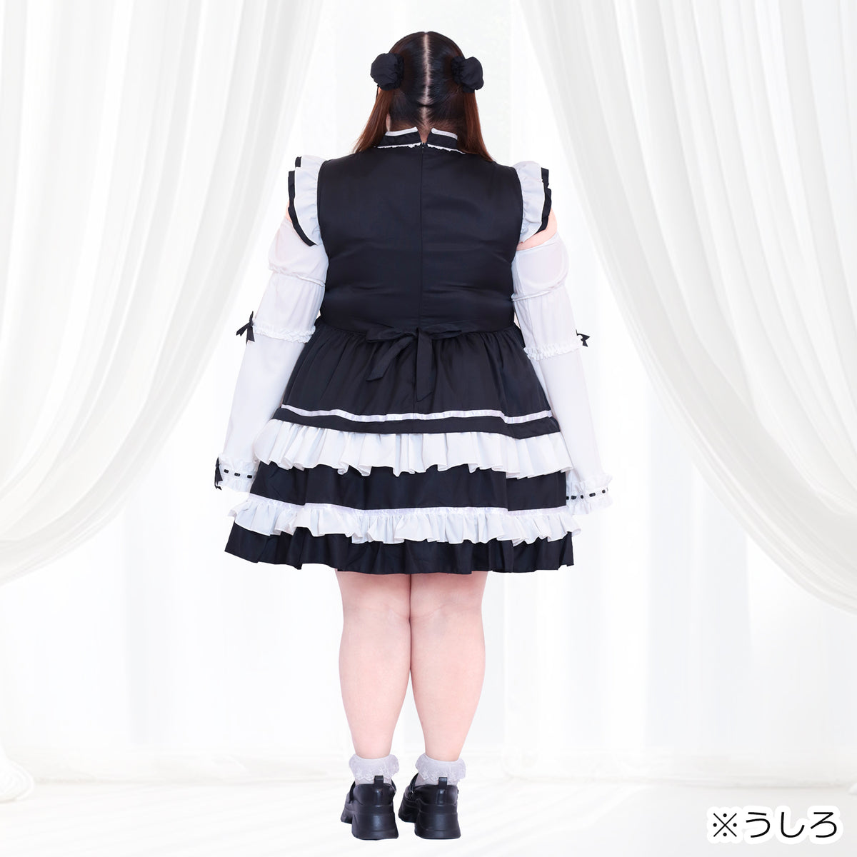 Black Lolita Chinese Maid Costume Set (M/L/LL/3L/4L/5L/6L)/Cosplay