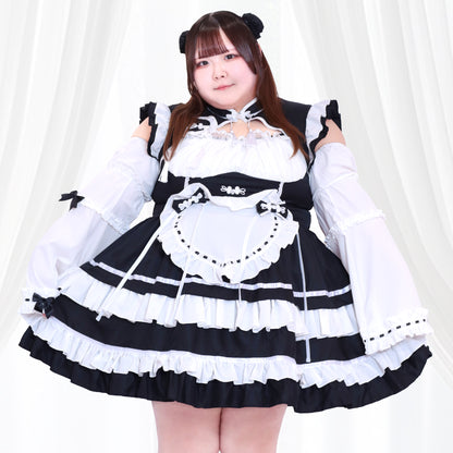 Black Lolita Chinese Maid Costume Set (M/L/LL/3L/4L/5L/6L)/Cosplay