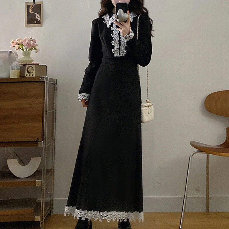 大きいサイズ レディース 【選べる丈】クラシックレースワンピース(L/LL/3L/4L/5L)