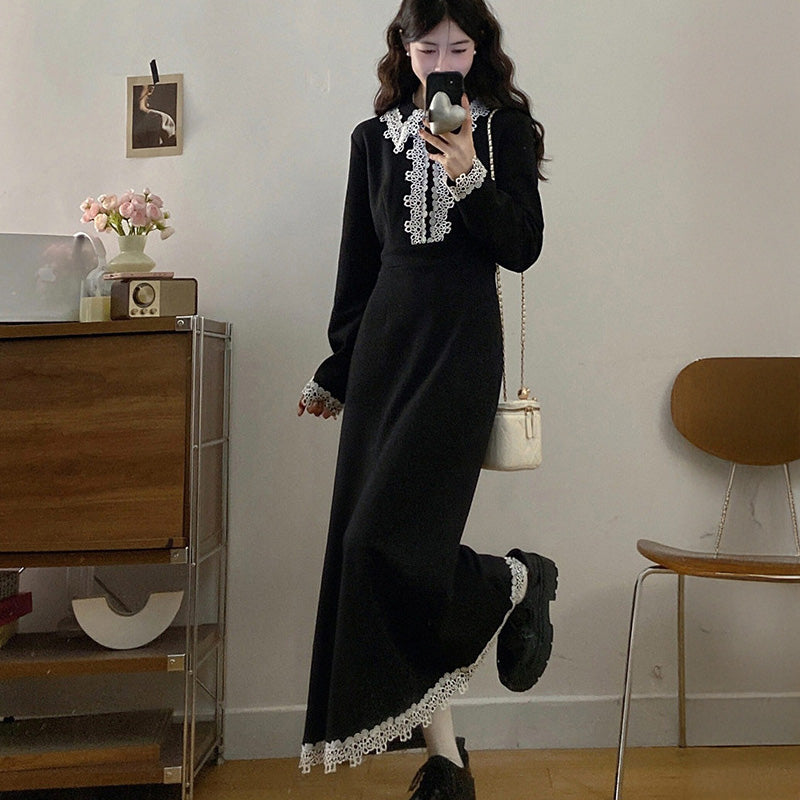 大きいサイズ レディース 【選べる丈】クラシックレースワンピース(L/LL/3L/4L/5L)