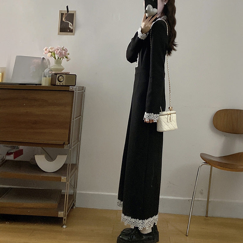 大きいサイズ レディース｜【選べる丈】クラシックレースワンピース(L