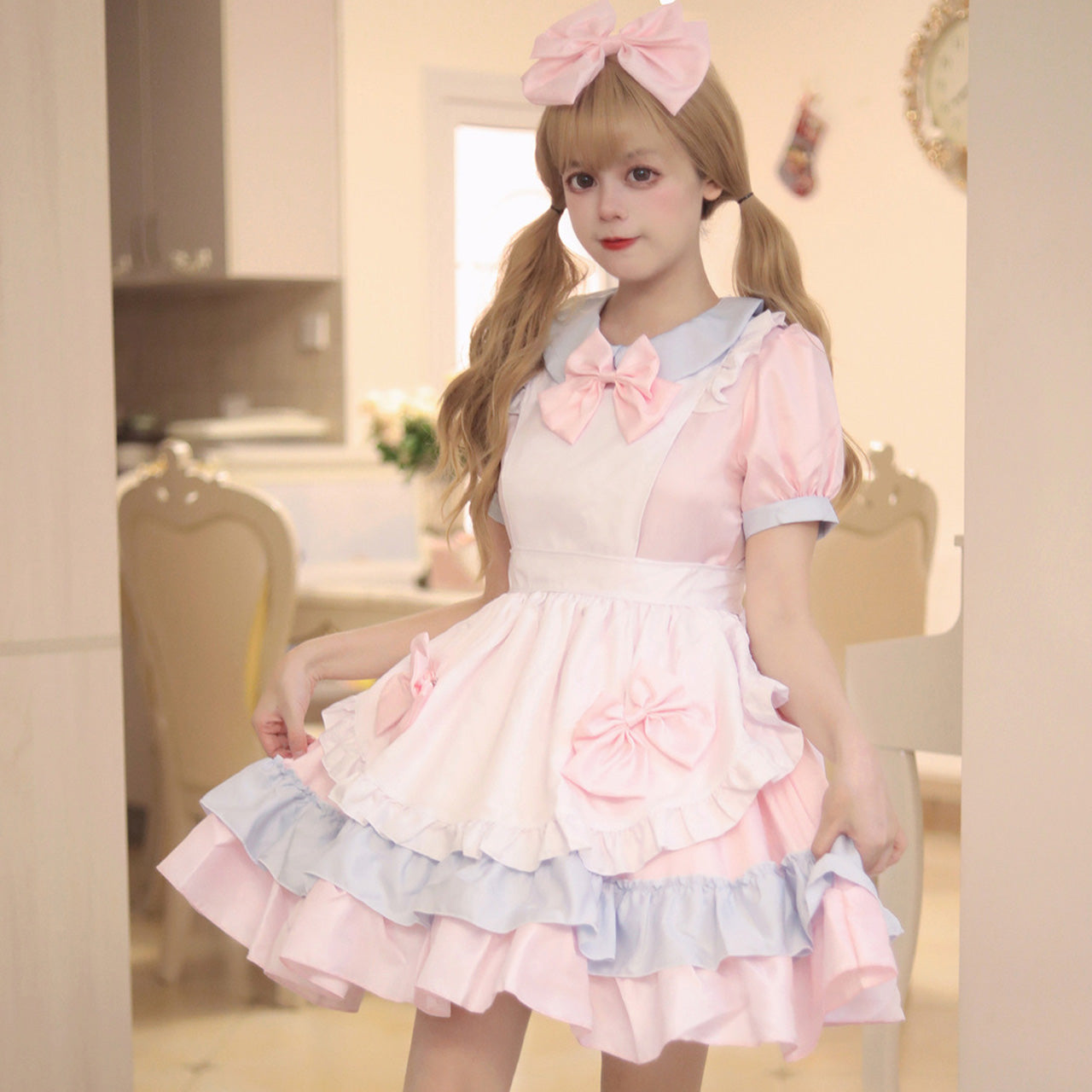 大きいサイズ レディース Melt Mini Frill Maid Dress (M/L/2L/3L/4L/5L/6L) / Cosplay / Halloween