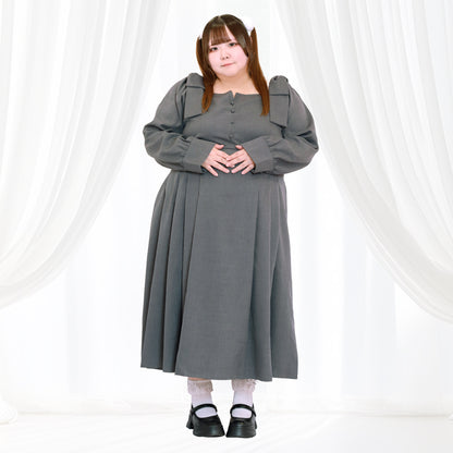 Sugar Gray Bonbon Ribbon Dress (3L/4L/5L/6L) / Taberunosky