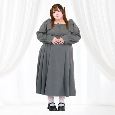【大きいサイズのワンピースランキング】シュガーグレーボンボン・リボンワンピース（3L/4L/5L/6L）/Taberunosky（タベルノスキー）