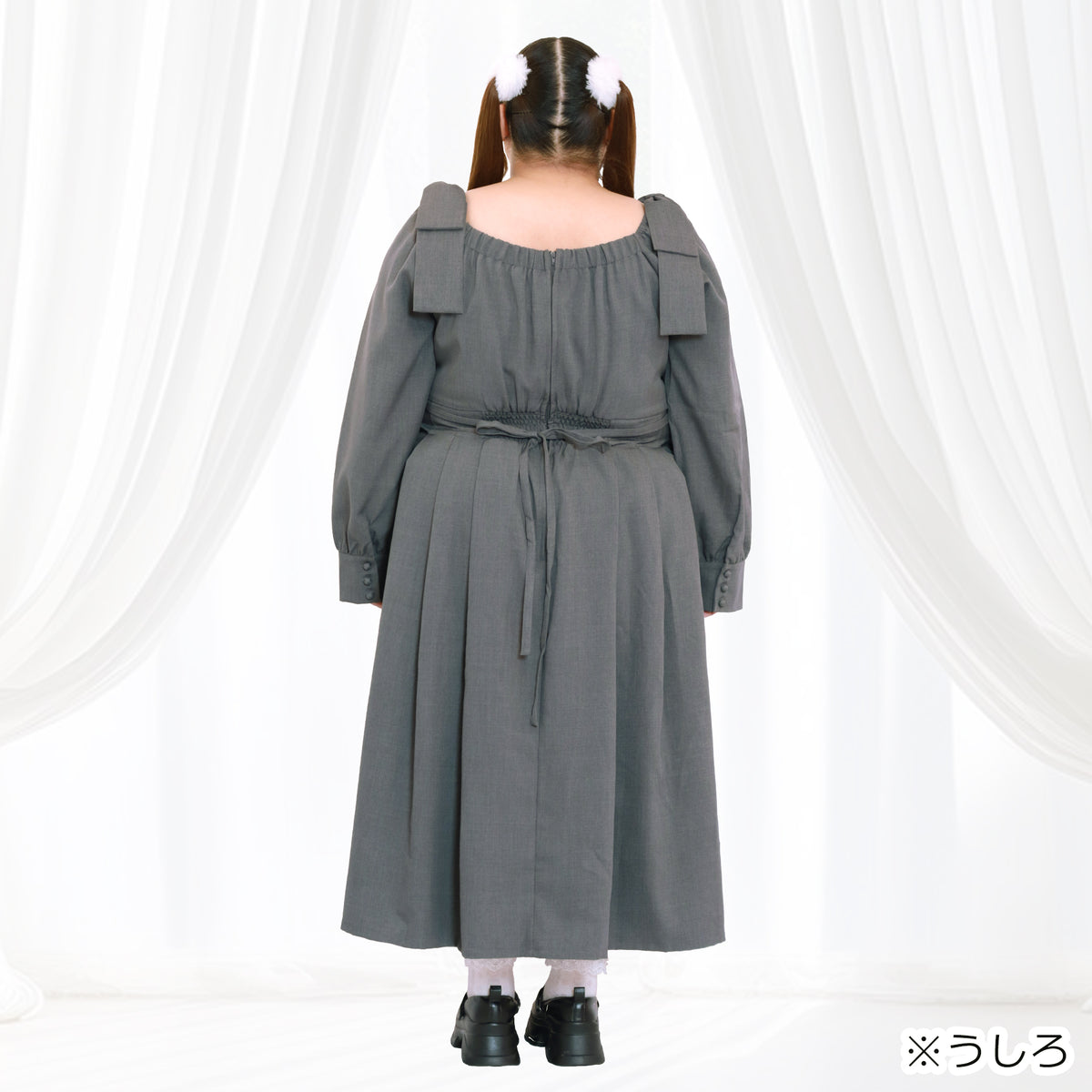 Sugar Gray Bonbon Ribbon Dress (3L/4L/5L/6L) / Taberunosky