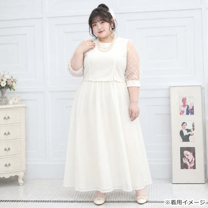Champagne white elegant dress with chiffon sleeves (sizes 3L, 4L, 5L, and 6L) for occasions and weddings