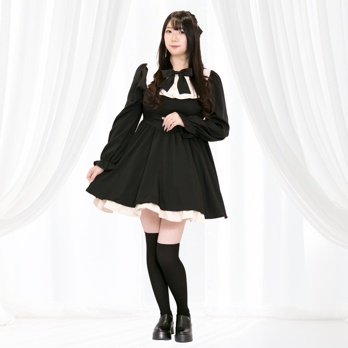 Nocturne Ribbon Landmine Flare Dress (L/LL/3L/4L/5L)