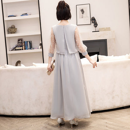 シフォン袖のグリ・エレガンスドレスワンピース(3L/4L/5L/6L)オケージョン/結婚式