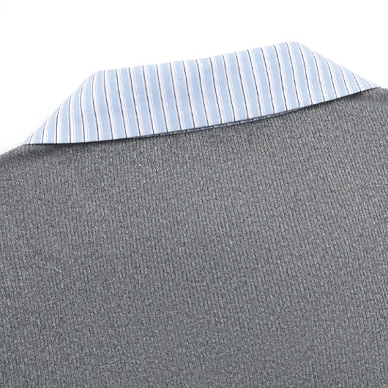 大きいサイズ レディース 知的ガーリーリボン襟レイヤードトップス(LL/3L/4L/5L/6L)