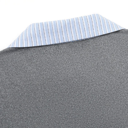 知的ガーリーリボン襟レイヤードトップス(LL/3L/4L/5L/6L)