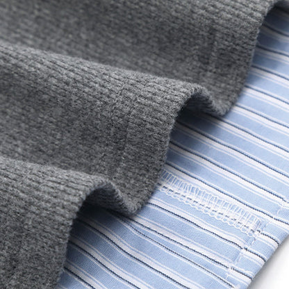 知的ガーリーリボン襟レイヤードトップス(LL/3L/4L/5L/6L)