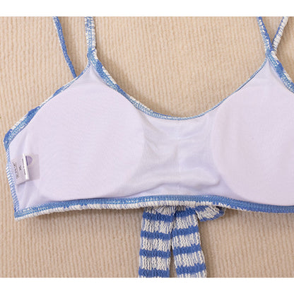 白波ボーダーのシアーレイヤード水着4点セットスイムウェア(L/LL/3L/4L/5L/6L/7L)