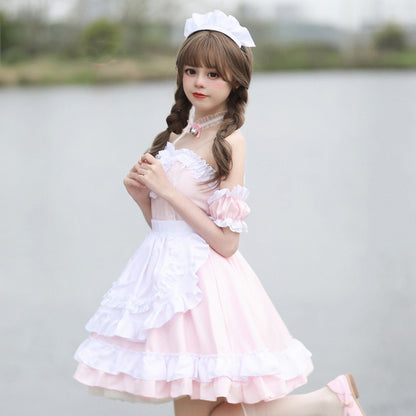 Off-the-shoulder mini maid dress (M/L/2L/3L/4L/5L/6L) / Cosplay / Halloween