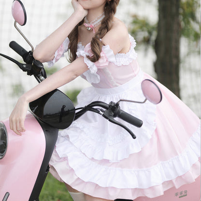 Off-the-shoulder mini maid dress (M/L/2L/3L/4L/5L/6L) / Cosplay / Halloween