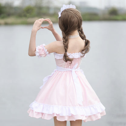 Off-the-shoulder mini maid dress (M/L/2L/3L/4L/5L/6L) / Cosplay / Halloween