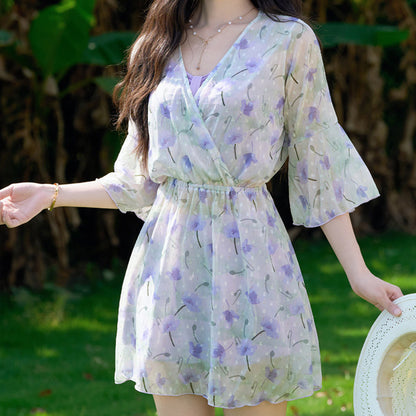 花びらヴェールのフレアスイム水着(L/LL/3L/4L)