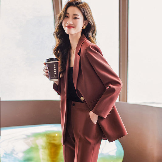 しなやか美ラインぽっちゃりレッドスーツセットアップ(L/LL/3L/4L)