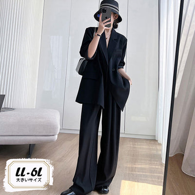 モードエアリー・リラックス黒セットアップ(LL/3L/4L/5L/6L)