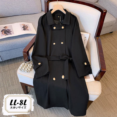 【大きいサイズのアウターランキング】プロミス・ノワールトレンチコート(LL/3L/4L/5L/6L/7L/8L)