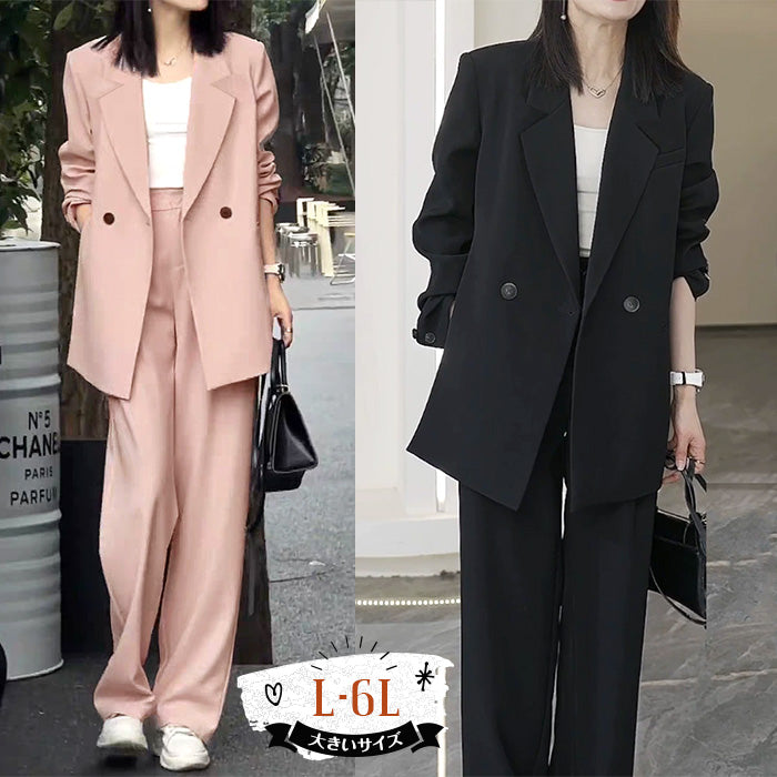 大きいサイズ レディース しなやか美人ライン・ダブルセットアップスーツ(L/LL/3L/4L/5L/6L)/オケージョン