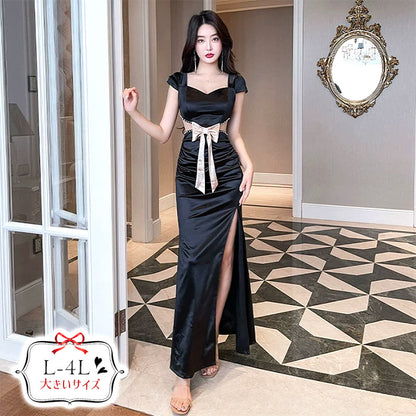 ロイヤルグロウ・クラシカルリボンドレス(L/LL/3L/4L)