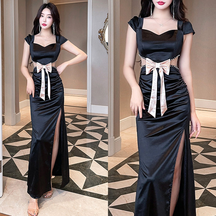 ロイヤルグロウ・クラシカルリボンドレス(L/LL/3L/4L)