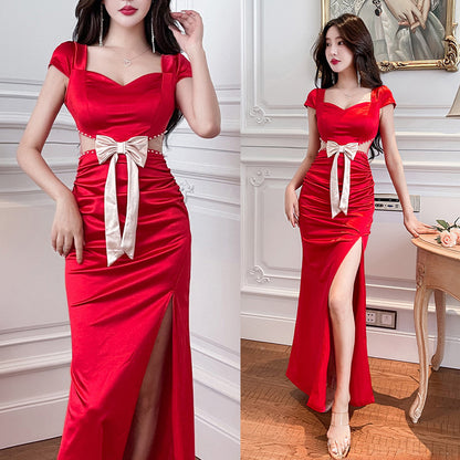 ロイヤルグロウ・クラシカルリボンドレス(L/LL/3L/4L)