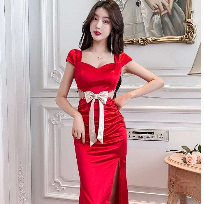 ロイヤルグロウ・クラシカルリボンドレス(L/LL/3L/4L)