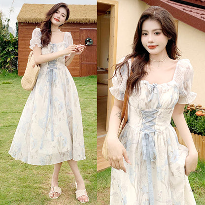 フロストブルーム・ガーデンフレアワンピース(LL/3L/4L/5L)